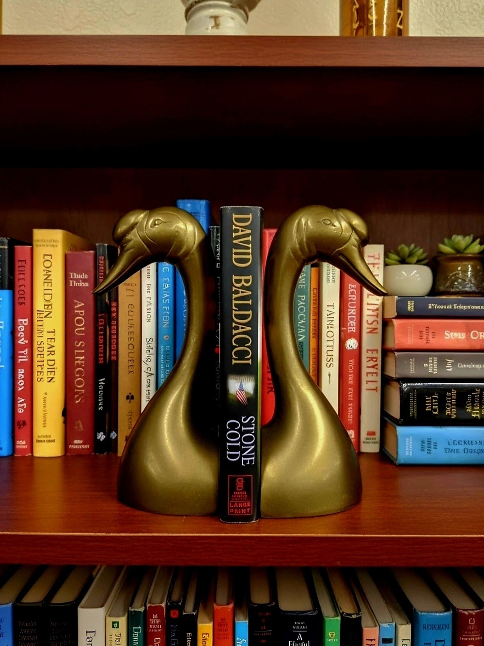 Mid-century Pair of Vintage 1950s Brass Duck Head Bookends Large 10"×4"×5"